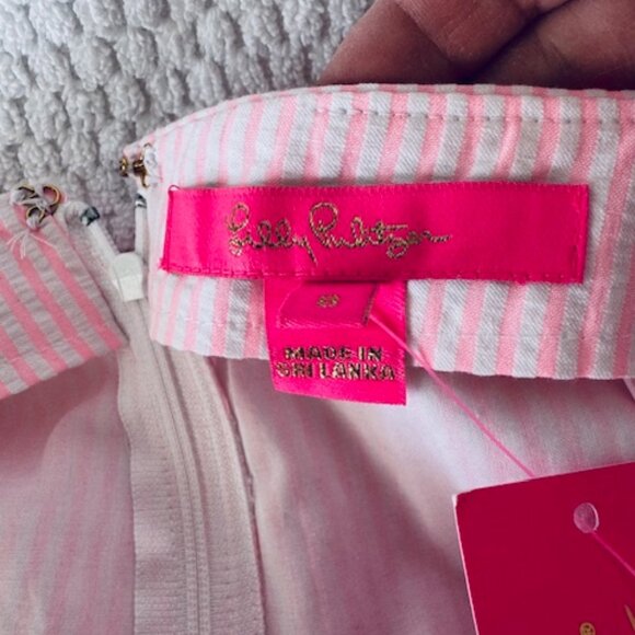 NWT Lilly Pulitzer Faye Skort Capri Coral Pink Seersucker Stripe Ruffle 8 - Picture 5 of 7